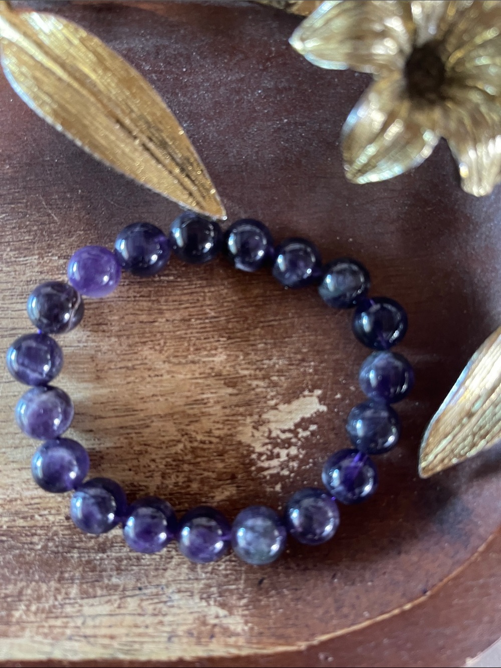 Amethyst Bead Stretch Bracelet - Purple Gemstone Women's Jewelry